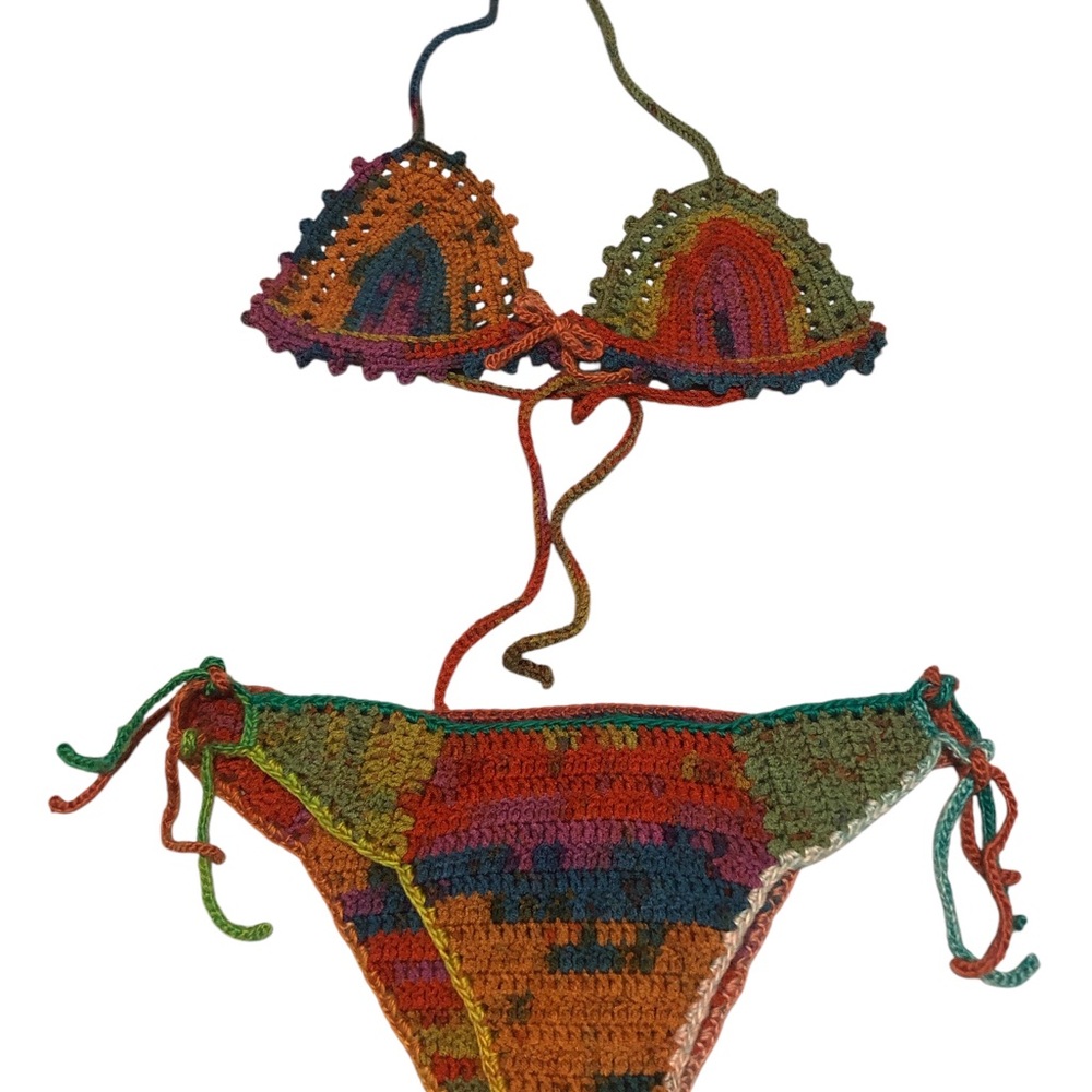 Multicolor Crochet Bikini Set